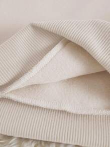 SHEIN EZwear 圣诞猫图案保暖内衬套头卫衣 秋季卫衣 - 杏色 - 查看 3