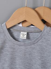 SHEIN Young Boy 3pcs Solid Round Neck Tee - Multicolor - View 3