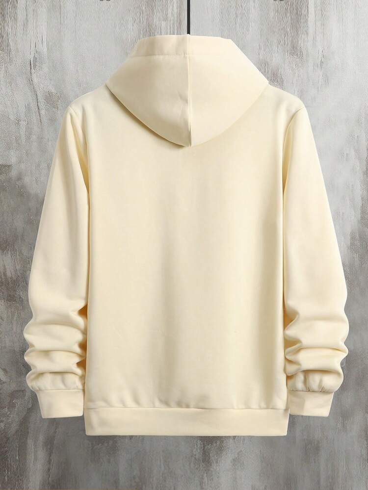 Manfinity Hypemode 男士連帽衛衣帶字母圖案 - 杏色 - 查看 2