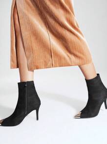 MOTF PREMIUM Botas De Moda De Mujer De Punta - Negro - Ver 2