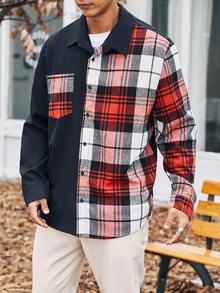 Manfinity Homme Nam Kích thước lớn Lưới Vá lại Áo sơ mi - Nhiều màu - Xem 3