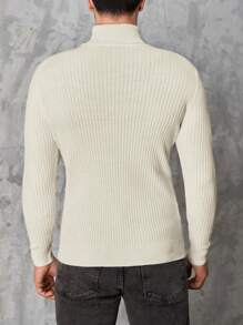 RueChic Men's Slim Fit Turtleneck Sweater - Apricot - View 2