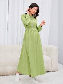 Mulvari Drop Shoulder Drawstring Hooded Sweatshirt Dress - Green - View 3