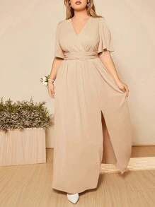 SHEIN Belle Plus Butterfly Sleeve Split Thigh Bridesmaid Dress