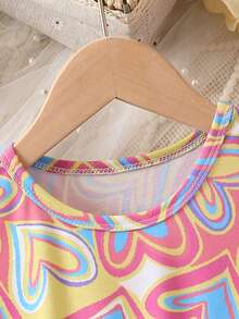 SHEIN 女小童滿版印花A字洋裝 - 彩色 - 查看 3