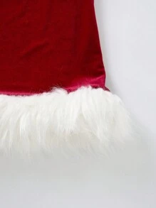 SHEIN MOD Fuzzy Trim Bodycon Skirt - Red - View 4