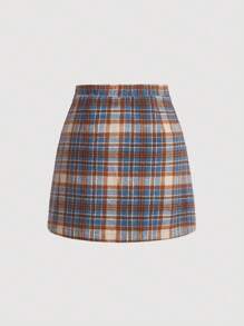 SHEIN MOD Plaid Print A-line Skirt - Multicolor - View 2