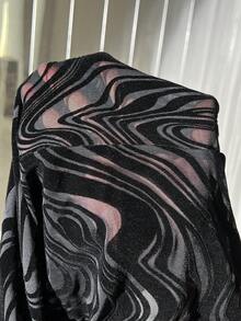 SHEIN ICON Hơn In Đá cẩm thạch Quần ống loe - màu đen - Xem 6