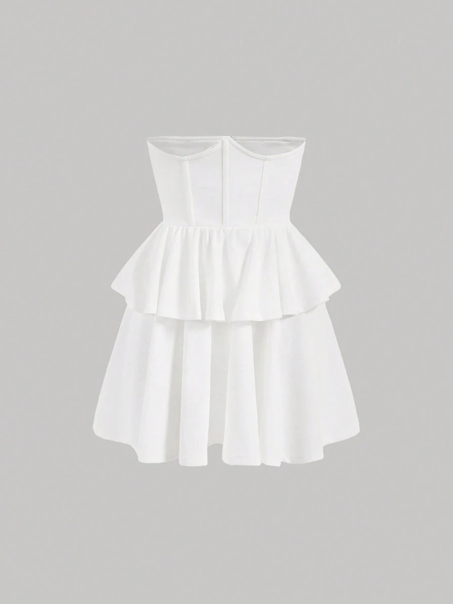 SHEIN MOD Falda unicolor bajo con fruncido