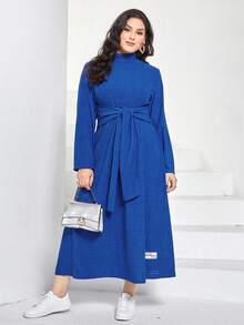 Mulvari Hơn Cổ giả Tie Trước Đầm - Màu xanh lam - Xem 4