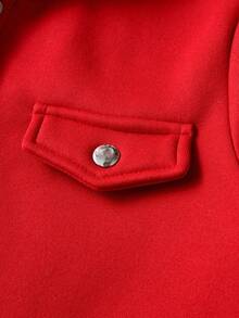 SHEIN Tween Girl Flap Detail Hooded Jacket & Sweatpants - Red - View 6