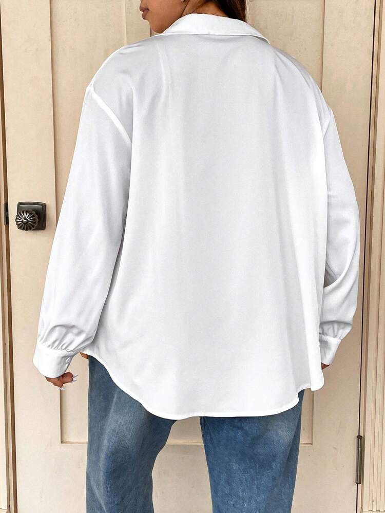 Plus Letter & Cartoon Graphic Drop Shoulder Shirt