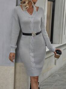 Chiquease Pulloverkleid mit Neckholder, Drop Shoulder ohne Gürtel