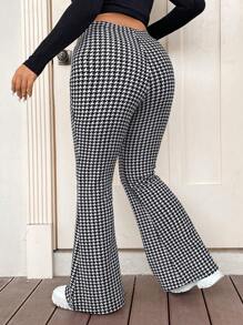 Flirla Plus Houndstooth Print Flare Leg Pants