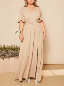 SHEIN Belle Plus Butterfly Sleeve Split Thigh Bridesmaid Dress