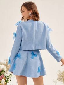 Solid Bow Front Skirt - Blue - View 4