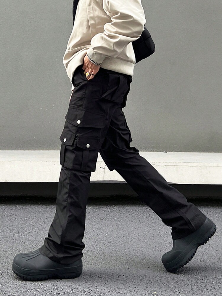 Manfinity Roghcode Men's Side Pocket Cargo Loose Pants - Black - View 1