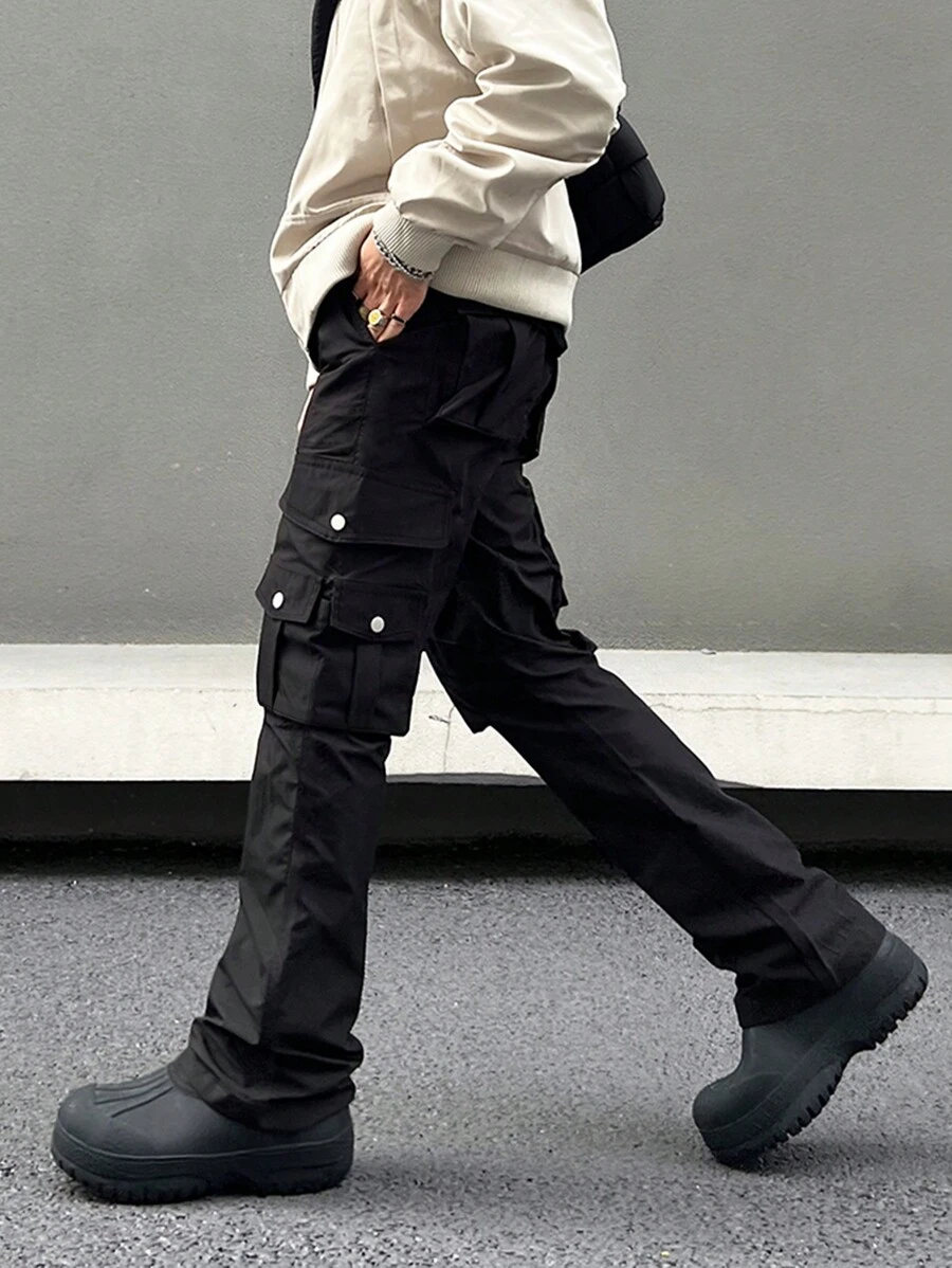 Manfinity Roghcode Men's Side Pocket Cargo Loose Pants - Black - View 1