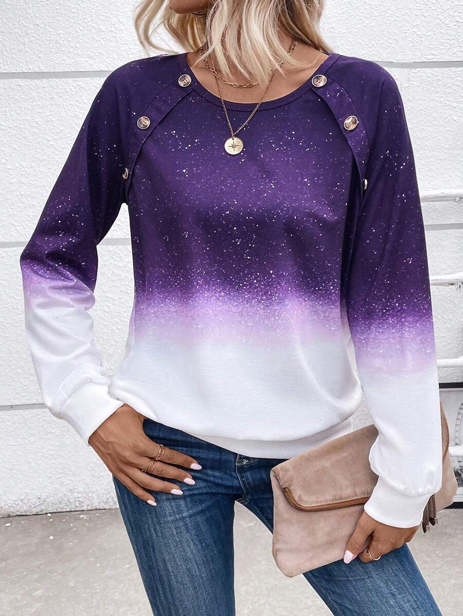 EMERY ROSE Bóng Chi tiết Nút Tay Raglan Áo nỉ - Nhiều màu - Xem 1