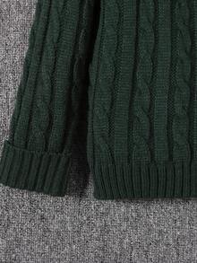 SHEIN Trẻ Con trai Cổ giả Xoắn Dan Áo len - màu xanh lá - Xem 3