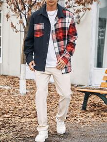 Manfinity Homme Nam Kích thước lớn Lưới Vá lại Áo sơ mi - Nhiều màu - Xem 5