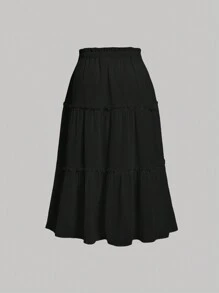 SHEIN MOD Plus Frill Trim Ruffle Hem Skirt