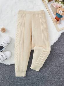SHEIN Cô Gái Trẻ Cable Quần len - Màu be - Xem 3