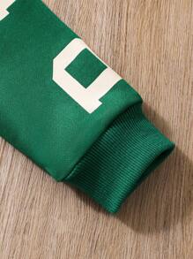 SHEIN Explorewe Young Girl Slogan Graphic Sweatshirt - Green - View 4