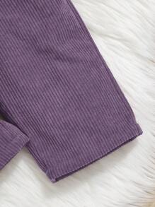 SHEIN Leap Crew Baby Girl Ruffle Trim Overall Jumpsuit Without Sweater - Purple - View 5