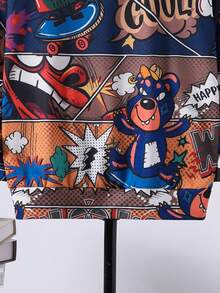 SHEIN Tween Boy Cartoon Graphic Sweatshirt - Khaki - View 4