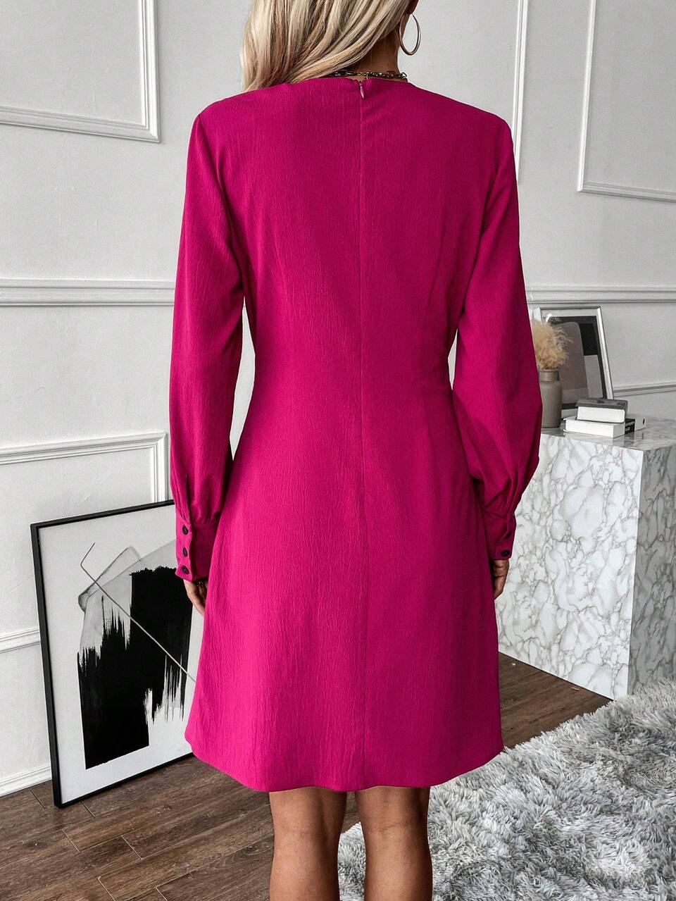 Surplice Neck Ruched Side Dress