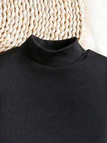 SHEIN Young Girl Houndstooth Print Contrast Binding Vest Jacket & Dress - Black - View 5