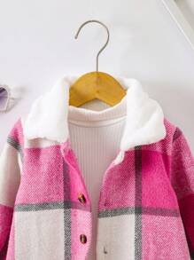 女嬰格紋印花羊絨領口外套不帶T恤 - 彩色 - 查看 4