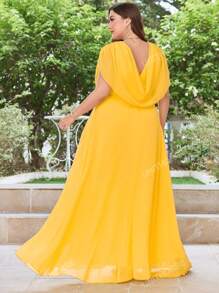 Vestido formal de gasa con cuello drapeado, elegante vestido de graduación, cena, fiesta o boda como invitada, vestido de novia, atuendo de cumpleaños para mujer