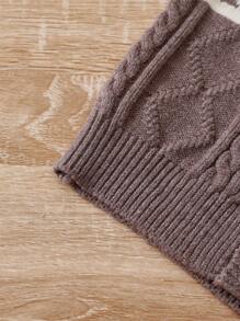 Baby Boy Argyle Pattern Cable Knit Cardigan - Khaki - View 6