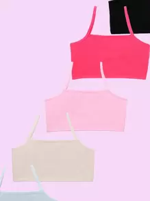 Top 5 Tween Girls' Underwear, All-Match Style, Solid Colors, Macaron Colored Vest Tops - Multicolor - View 3