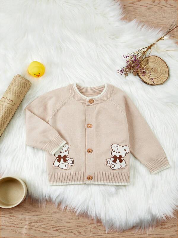 Baby Boy Cartoon Pattern Raglan Sleeve Cardigan