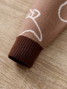 Baby Boy Dinosaur Pattern Contrast Trim Cardigan - Apricot - View 4