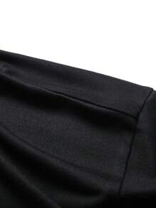 Men Skull Print Contrast Trim Polo Shirt - Black - View 3