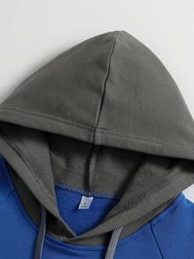 Men Slogan Graphic Raglan Sleeve Drawstring Hoodie