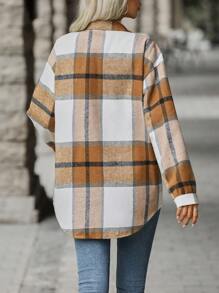 SHEIN LUNE Plaid Print Drop Shoulder Coat - Multicolor - View 2