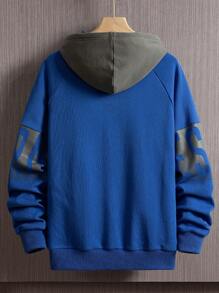Men Slogan Graphic Raglan Sleeve Drawstring Hoodie