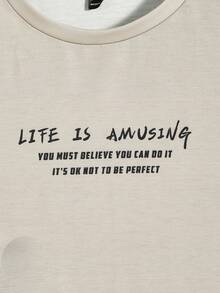 GENTILAND Nam Slogan & In Ngang Áo thun - Màu Khaki - Xem 4