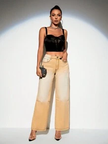 SHEIN BAE 高腰闊腿牛仔褲