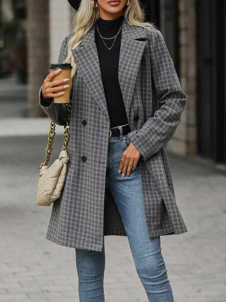Plaid Double Breasted Overcoat