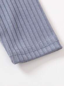 SHEIN 小女童羅紋針織挖肩緊身洋裝和包 - 霧霾藍 - 查看 6