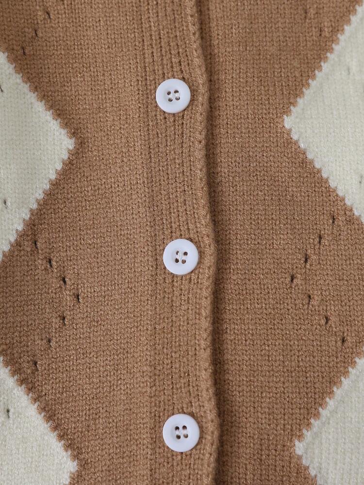 Baby Boy Argyle Pattern Bow Front Knit Jumpsuit