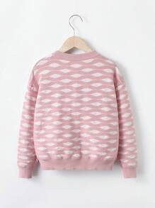 SHEIN Chica preadolescente Cárdigan con patrón con botón delantero - Rosa - Ver 2