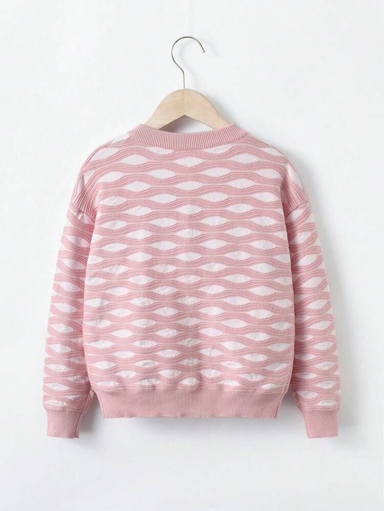 Tween Girl Allover Pattern Button Front Cardigan