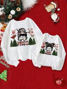 SHEIN Unity In Giáng sinh Lót nhiệt Áo nỉ Đối với Giáng sinh - trắng - Xem 4